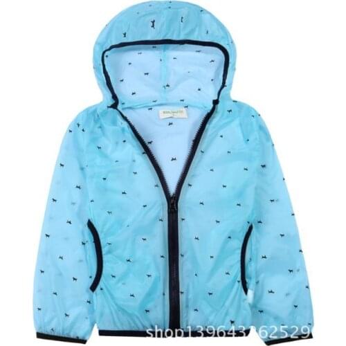 Baby thin print sunproof hood coat summer 2020