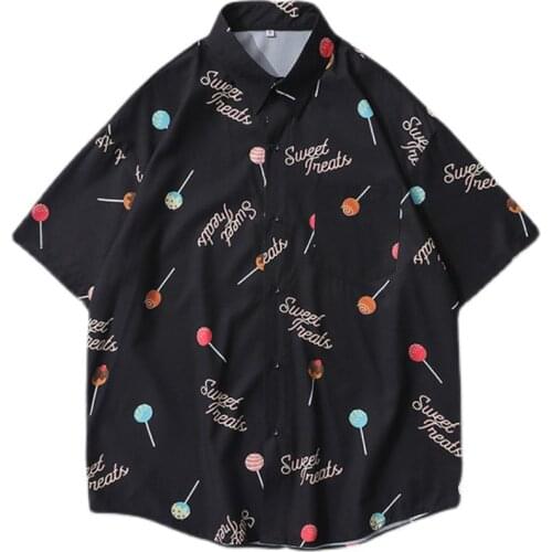 Men Women shirt short Tops Kawaii Lollipop Printing shirt short sleeve Fitted Anime Manga Shirt Clothes Japanese Style