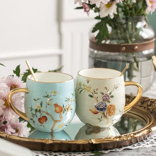 Ceramic Tea Mugs Breakfast Milk Coffee Cup Drinkware Kitchen Drinking Utensils Luxurious Wedding Gifts Eco-Friendly 400ML