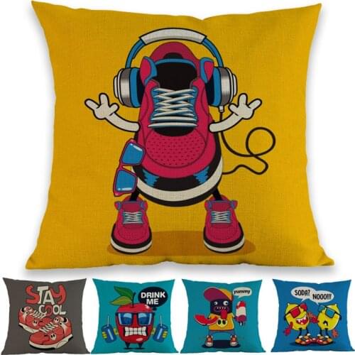 Creative Fashionable Cool Hand-painted Cute and funny Cartoon Fruit Shoes Printing Patterns Pillow Case Decoration Cushion Cover