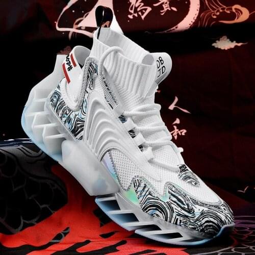 New Sock Shoes Men Blade Hard-Wearing Casual Sneakers Women Height Increasing Chunky Footwear Flying Weaving Breathable Zapatos