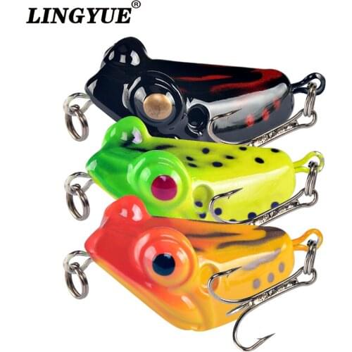 LINGYUE New Hard Frog Topwater Baits 55mm 10G Noise Balls Wobbler Poper Fishing Lure Artificial Bait Single 6# Hook Tackle
