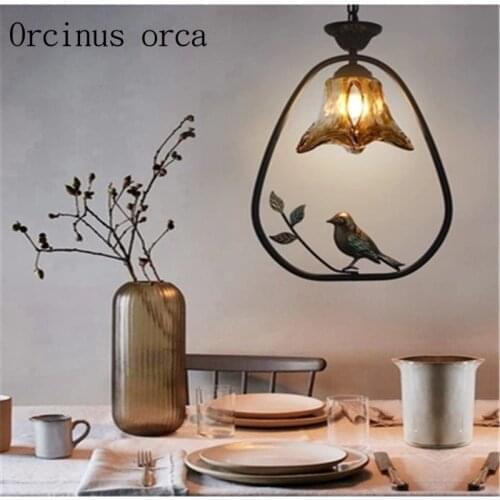 American style rural bird chandelier living room restaurant bar North European retro creative iron Chandelier free shipping