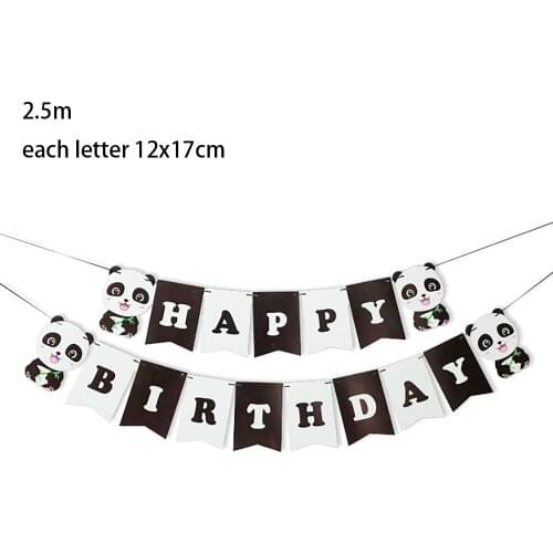 Cute China Panda Animals Wild One HAPPY BIRTHDAY Party Wall Hanging Banners Paper Bunting Flag Baby Shower Party Decorations