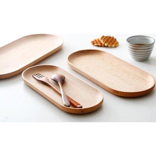 Mini Oval Wooden Storage Tray Small Platter Wooden Tray Home Kitchen Decorative Tableware Snack Plate Dessert Serving