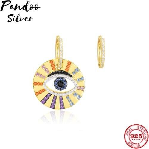 Fashion Charm Sterling Silver Original 1:1 Copy,Asymmetric Pop Multicolor Lucky Eye Earrings Luxury Jewelry Gift For Female