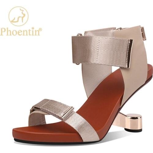 Fashion Style Metal Strange high Heels open toe Strap sandals Summer New European America Women Gladiator Sandals black FT1580