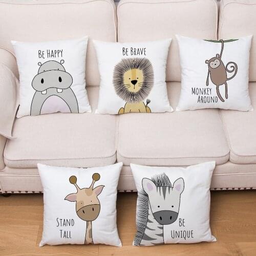 Soft Plush Nordic style Cute Cartoon Animal Print Pillow Cover 45*45cm Cushion Cover Pillows Cases Sofa Home Decor Cushion Cover