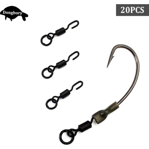 20Pcs Carp Fishing Accessories Spinner Swivels Quick Change Swivels for Ronnie Rigs Rolling Swivel Carp Fishing Chod Rig Tackle