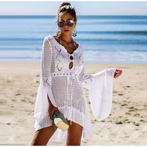 Cover Up Beach Women Sexy Bikini Swimsuit Cover-up Beach Bathing Suit Beach Wear Knitting Swimwear Mesh Beach Dress Tunic Robe