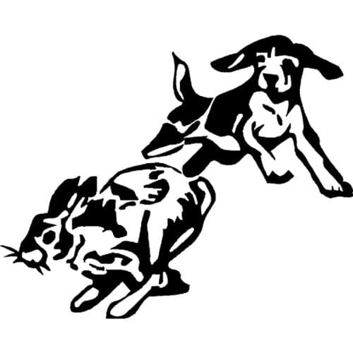 Dawasaru Beagle Chase Rabbit Dog Hunting Car Sticker Personalized Decal Motorcycle Auto Accessories Decoration PVC,14cm*12cm