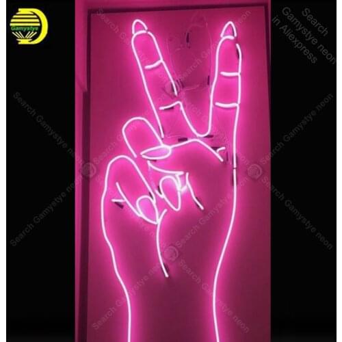 Neon Sign for Victory Finger Neon Tube sign handcraft Commercial Doisplay Neon Flashlight sign Decorate Beer Bar room Letrero