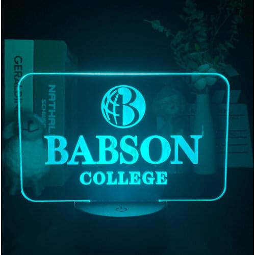 Newest Babson College Logo 3D Night Light Bluetooth Speaker Color Changing LED Night Lamp for Present Office Night Light Indoor