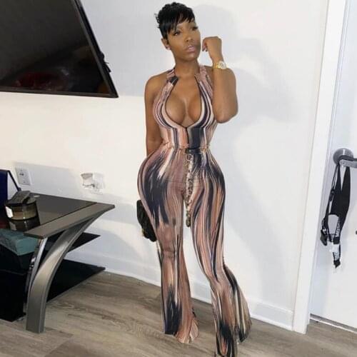 New Womens Fashion Halter Printed Jumpsuit