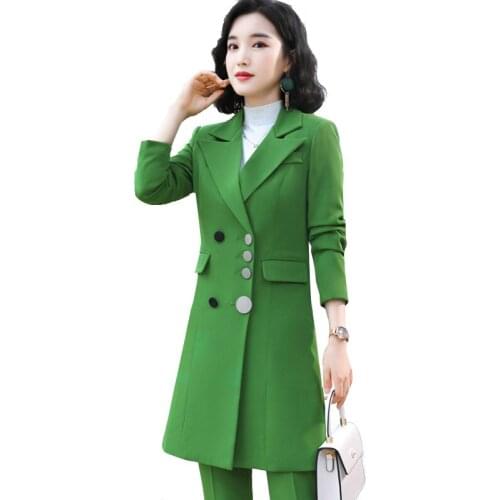 Autumn and winter womens long suits Korean long-sleeved Slim small suit jacket suit pants business interview professional suit