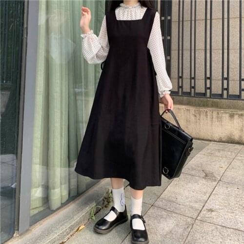 Japanese-Style College Style All-match Black Camisole Suspender Dress fairy dress tea party lolita dress sweet lolita doll