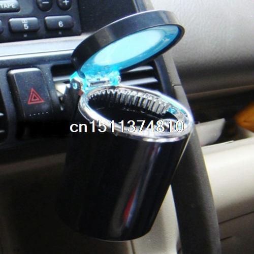 Portable Car LED Light Ashtray Auto Travel Cigarette Ash Holder Cup Black Useful