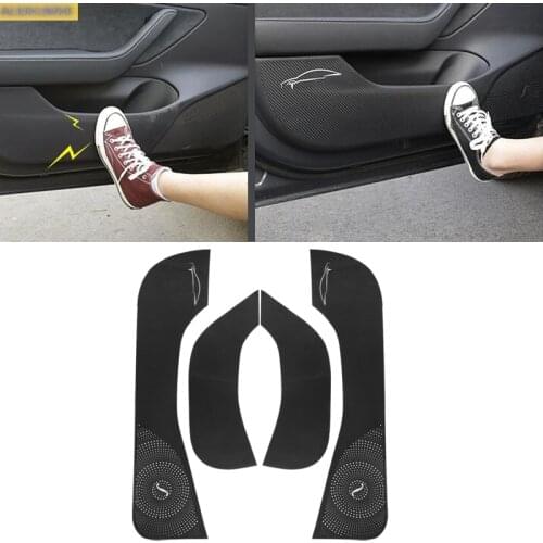 Interior Door Anti Kick Pad Protection Mat Carbon Fiber leather 3D Stickers car Accessories for tesla model 3 2019 2020 2021