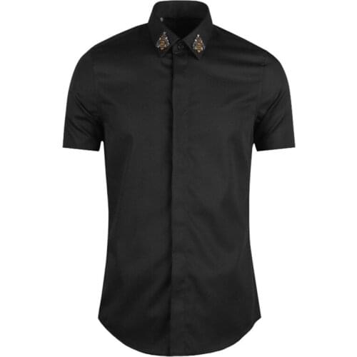 New Nice Men Digital classic Beaded Diamond Bee Fashion Cotton Casual Shirts Shirt high quality Pocket Short sleeves S 2XL #D224