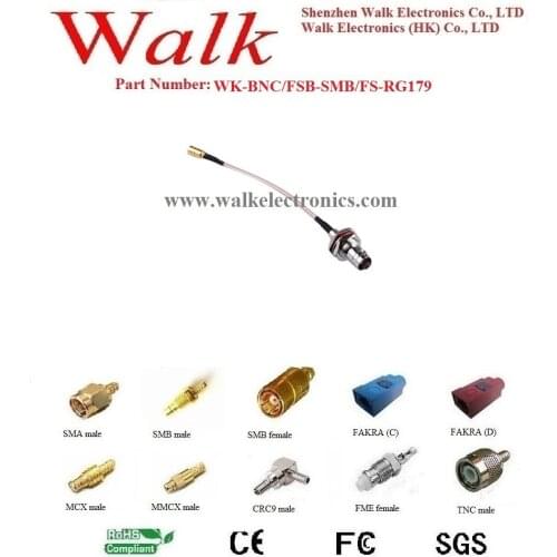 SMB female BNC female rg179 cable, BNC SMB rg179 cable, bnc cable antenna