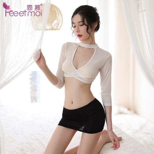 FM sexy lingerie tight-fitting hip skirt uniform temptation role playing female secretary teacher professional passion suit su