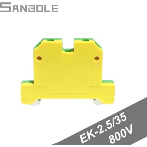EK-2.5/35 Connection Plate 2.5mm2 Connector Terminal Block Row Yellow Green Ground DIN rail mounted Terminals (10PCS)