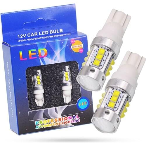 2x High Power T10 194 168 W5W 80W XBD Chip LED Bulbs DRL Car Tail Parking Lamp Backup Reverse Stop Light With Lens Projector