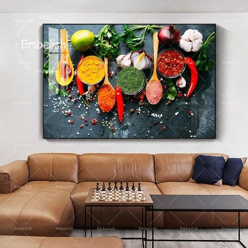 Embelish Various Kind Of Spices Modern Home Decor Posters For Living Room Kitchen Pictures HD Print Restirant Wall Artworks
