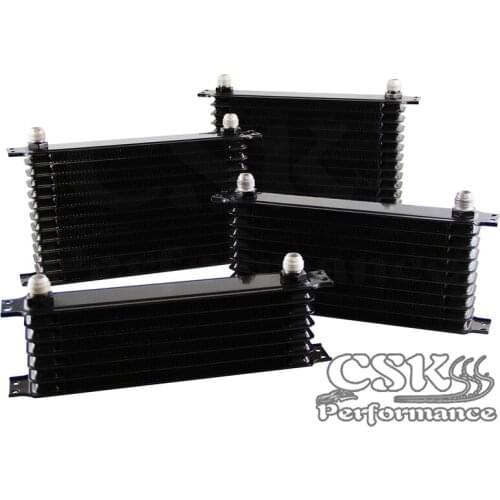 Universal 13 Row AN10 Engine Transmission Trust Oil Cooler + 2pcs Fittings Black