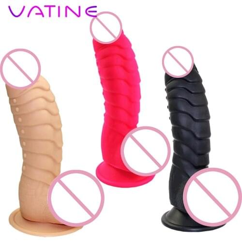 VATINE Strapon Big Dick With Suction Cup Orgasm Massage G-spot Stimuate Real Huge Cock Not Vibrator Dinosaur Scales Dildo