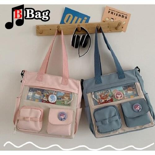 Japanese handbag messenger bag Female Simple leisure Canvas Bag Students multifunctional Transparent Bag Women shoulder bag