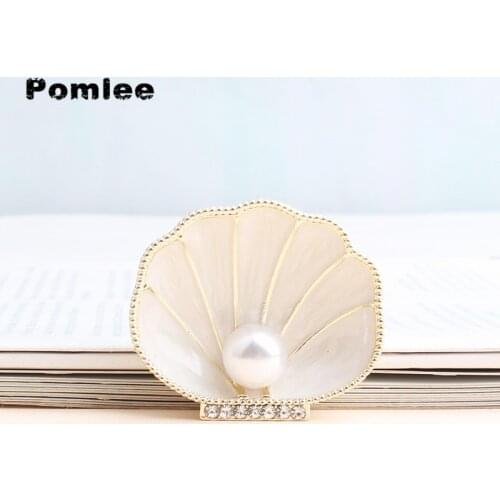 Pomlee 2021 New Enamel Sea Shell Coral Starfish Brooches Women PearlAnimal Ocean Series Party Office Brooch Pins Jewelry Gifts