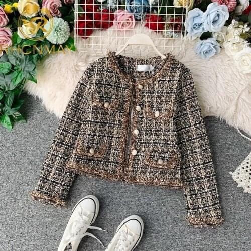 High Quality Temperament Ladies Style Tweed Women Short Jacket Women 2021 Autumn Elegant Jacket Female Fashion Jacket Woman Top
