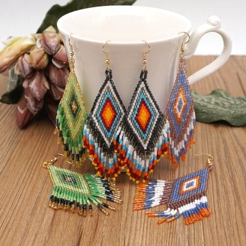 Go2boho Native Earrings For Women American Beadwork Jewelry Gift Fringe Tassel Earring Statement Pendientes Delica Bead Ear Ring