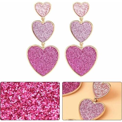 Fashion Love Earrings Lady Cute Purple Pink Heart Pendant Drop Earrings For Women New Trendy Long Wedding Jewelry|Wholesale Hot