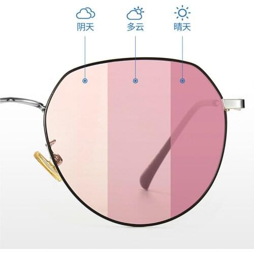 Small frame round Myopia Sunglasses Photochromic Finished Women Myopia Eyeglasses Frame pink gray lens Sun glasses Myopia NX