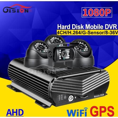 Free Shipping 1080P Hard Disk HDD I/O H.264 4CH WiFi GPS Track Car DVR Video Recorder 4PCS 2.0MP Night Vision Car Camera Kit