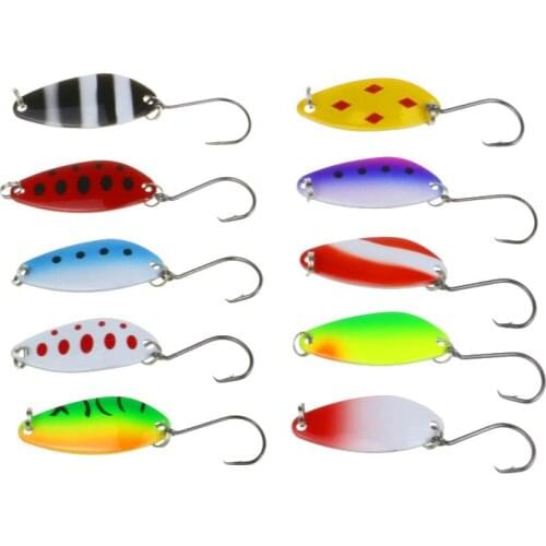 10 Pieces Fishing Spoon Baits 4cm 6g Colorful Trout Fish Lure Single Hook Metal Fishing Lure Swimbait Fishing Tackle