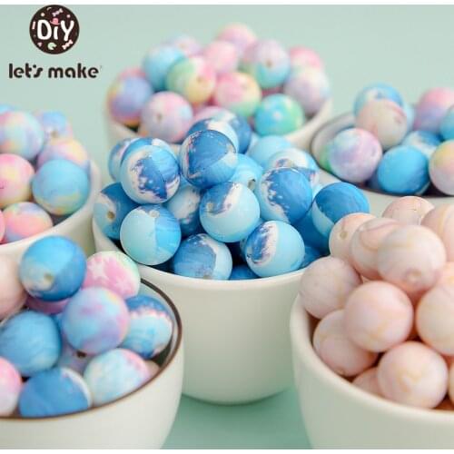 Lets Make Baby Starry Sky Silicone Beads 15mm/12mm 10pc Baby DIY Beads BPA Free Silicone Teether Beads Baby Chewable Nursing