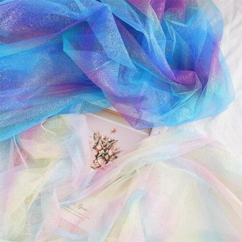 2 Yards Rainbow Soft Tulle Lace Fabric Dreamy Colorful Glitter tulle For Cosplay, Birthday Dress, Girl Dress, Spring Party Dress
