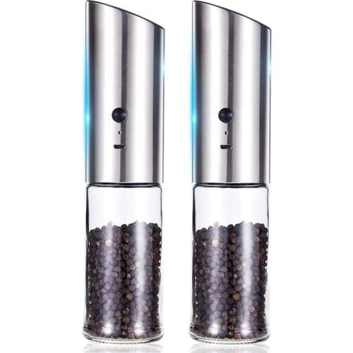 2Pack USB Rechargeable Electric Salt and Pepper Grinder Stainless Steel Salt and Pepper Grinders Refillable
