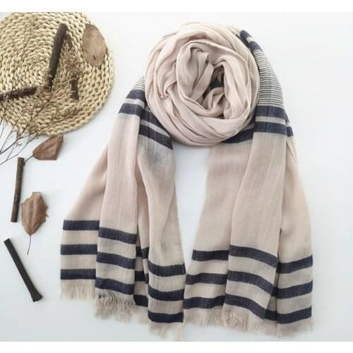 2021 Fashion Newest Striped Pattern Cotton Frayed Scarf Shawls 7Colors 10pcs/lot