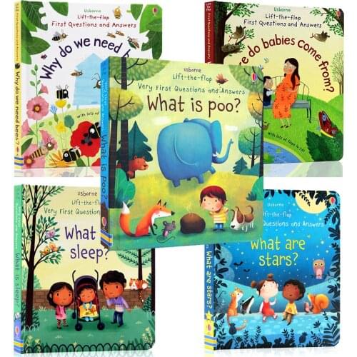 3D Usborne Lift The Flap Very First Questions and Answers What Is Poo Flip Picture Board Book Kids Children Early Education