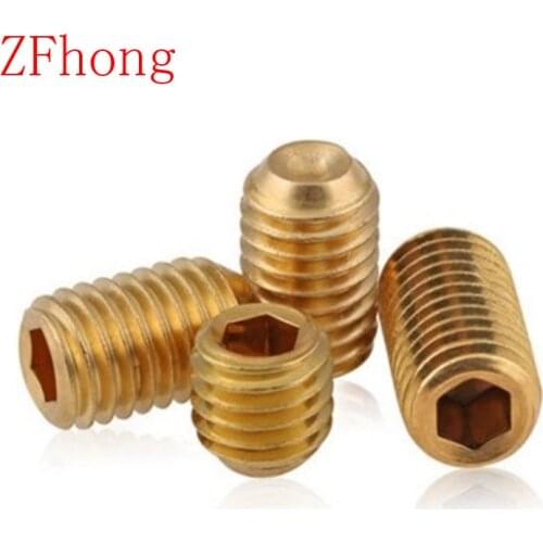 5-50PCS DIN916 M2 M2.5 M3 M4 M5 m6 M8 m10 brass hex socket set screw headness grub screw