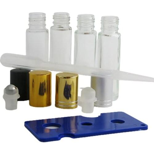 500 x 1/3 Oz Clear Plain Glass Roll on Bottles with stainless steel roller ball & cap for essential oil aromatherapy perfume