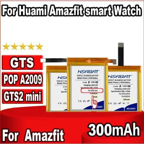 HSABAT 0 Cycle Battery for Huami Amazfit smart Watch GTS A1913 PL412221H / POP A2009 PL392223H / GTS2 mini PL402022H