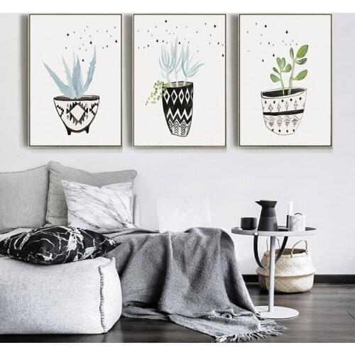 Watercolor Pot Plant Canvas Painting Botanical Flower Art Print Posters Minimalist Wall Pictures For Home Living Room Decoration