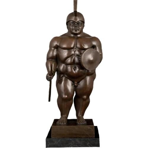 ArtsHom DS-497 Abstract Bronze Famous Statue Botero reproduction sculpture bronze fat warrior soldier Figurines for collectible