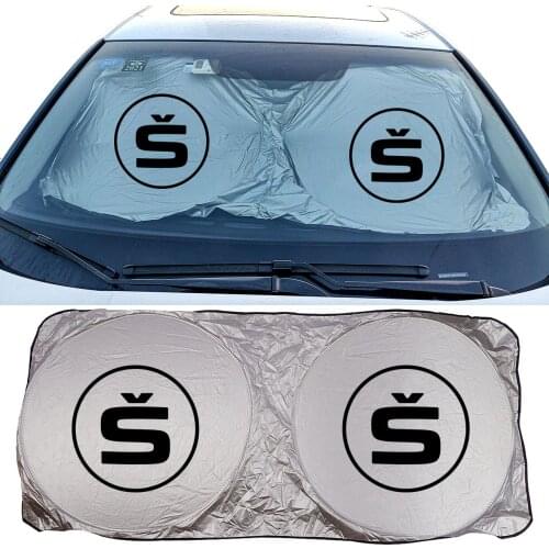 1 Set Car Sun Shade Protector Auto Front Window Sunshade Covers For Skoda Superb VRS RAPIO OCTAVIA KAROQ GT KAMIQ Fabia Yeti