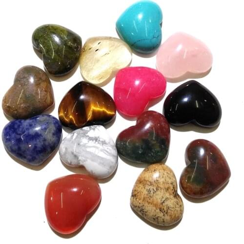 10 Pieces Natural Stone Heart Shape Rose quartz Cabochon No Hole Beads for Making Jewelry DIY accessories Loose Beads